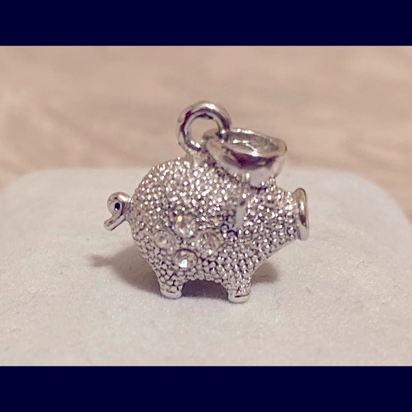 Sterling Silver CZ Pig Pendant - Picture 1 of 1